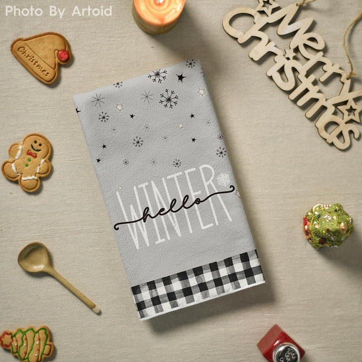 Artoid Mode Red Black Buffalo Plaid Snowman, Set of 4