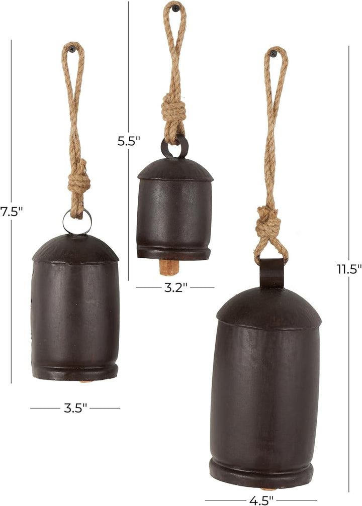 Deco 79 Gold Metal Tibetan Inspired Decorative Giant XL Cow Bells