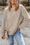 Dark Grey Drop Sleeve Rib Knit Oversized Sweatshirt