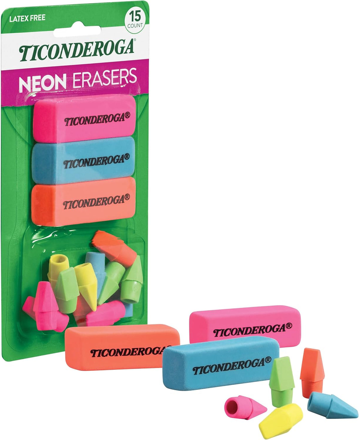 Ticonderoga Wedge Erasers, Pink, 3 Count