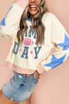 Beige Stars Game Day Graphic Sweatshirt