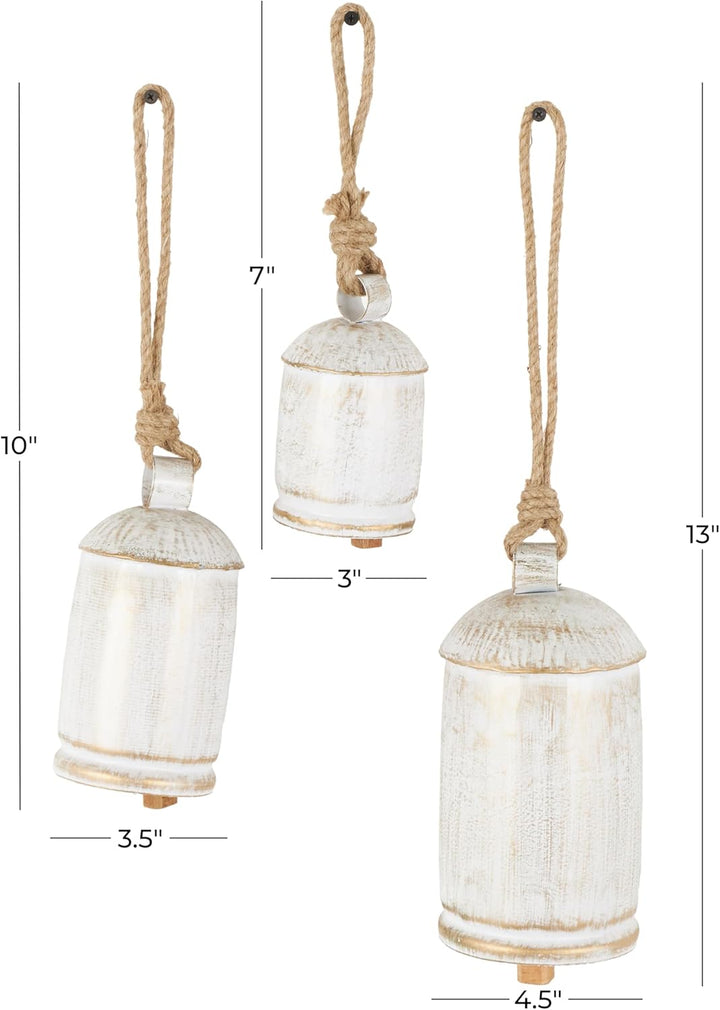 Deco 79 Gold Metal Tibetan Inspired Decorative Giant XL Cow Bells