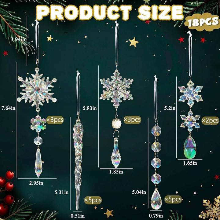 18pcs Christmas Tree Decoration Crystal Ornaments