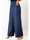 Black Side Pockets Frilled Smocked High Waist Wide Leg Jeans