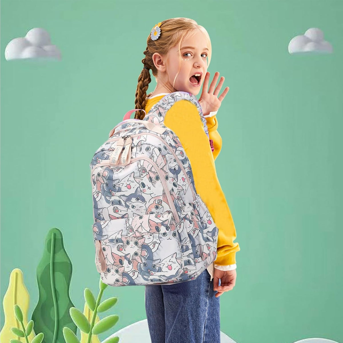 Daisy Prints Backpack for Girls