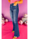 Dirty Blue Distressed Hem Plus Size Flared Jeans