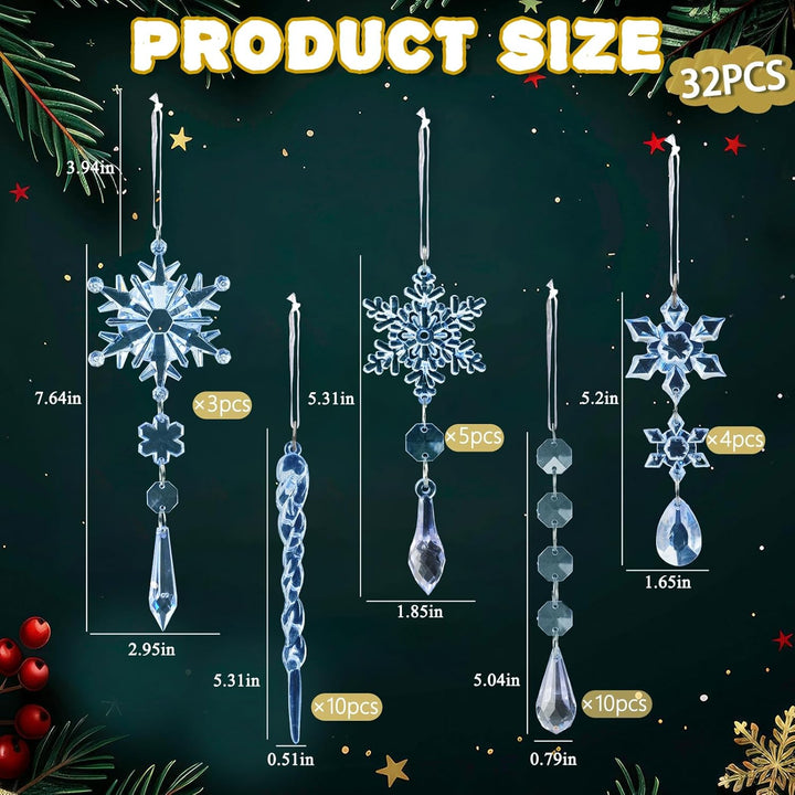 18pcs Christmas Tree Decoration Crystal Ornaments