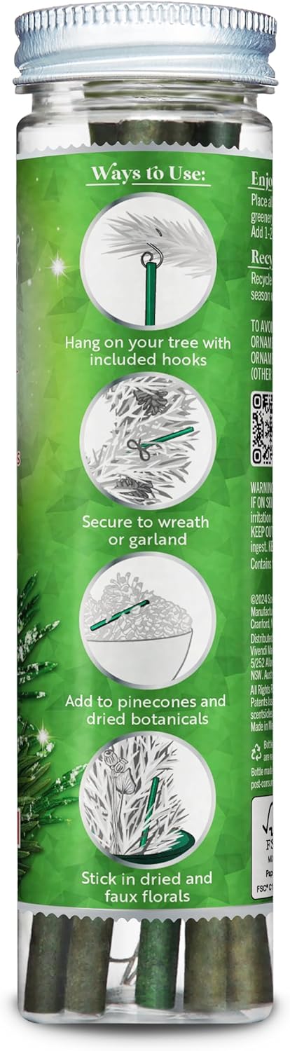 Scentsicles White Winter Fir Scented Christmas Tree Ornaments - 2 Bottles (12 Sticks Total)