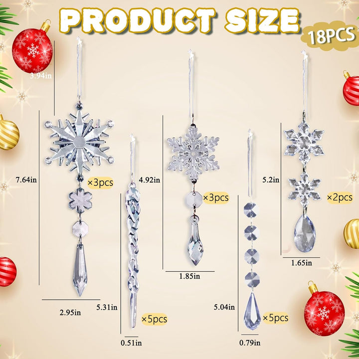 18pcs Crystal Christmas Ornaments