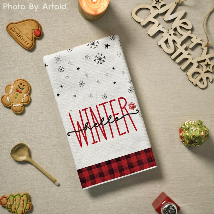 Artoid Mode Red Black Buffalo Plaid Snowman, Set of 4