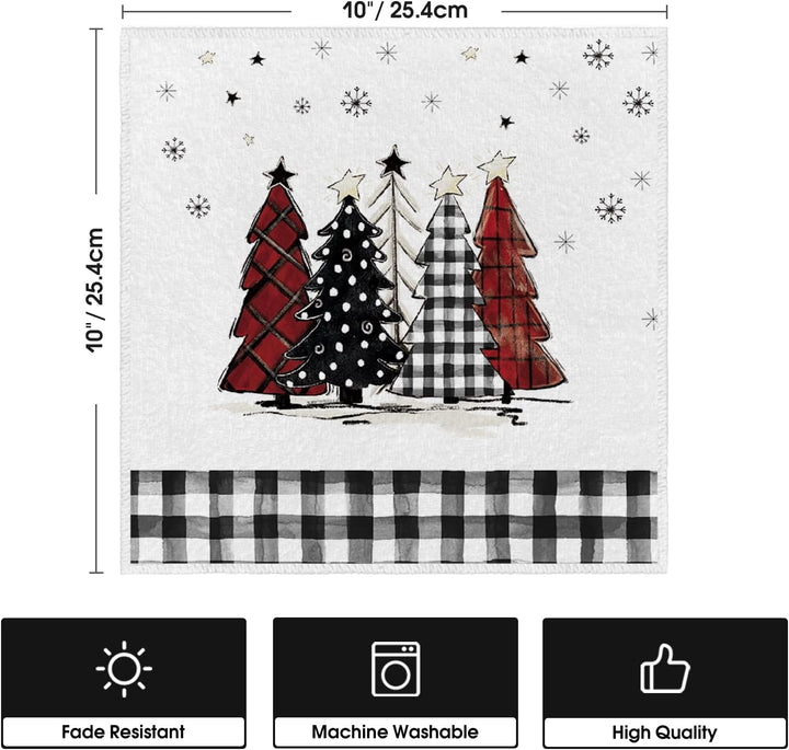 Artoid Mode Red Black Buffalo Plaid Snowman, Set of 4