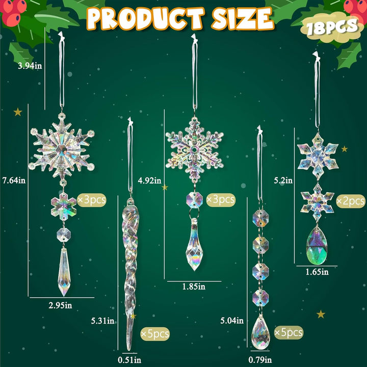 18pcs Crystal Christmas Ornaments