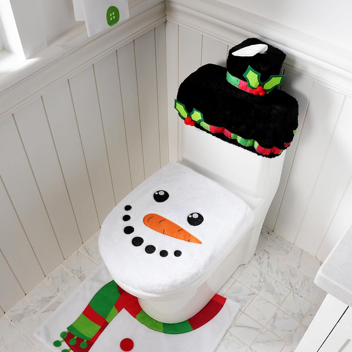 5 Pieces Christmas Theme Bathroom Decoration