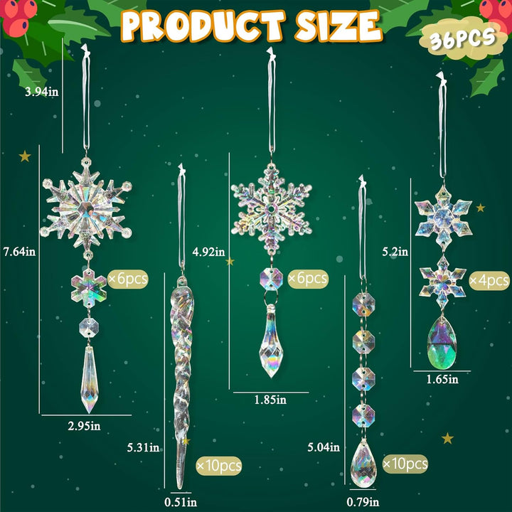 18pcs Crystal Christmas Ornaments