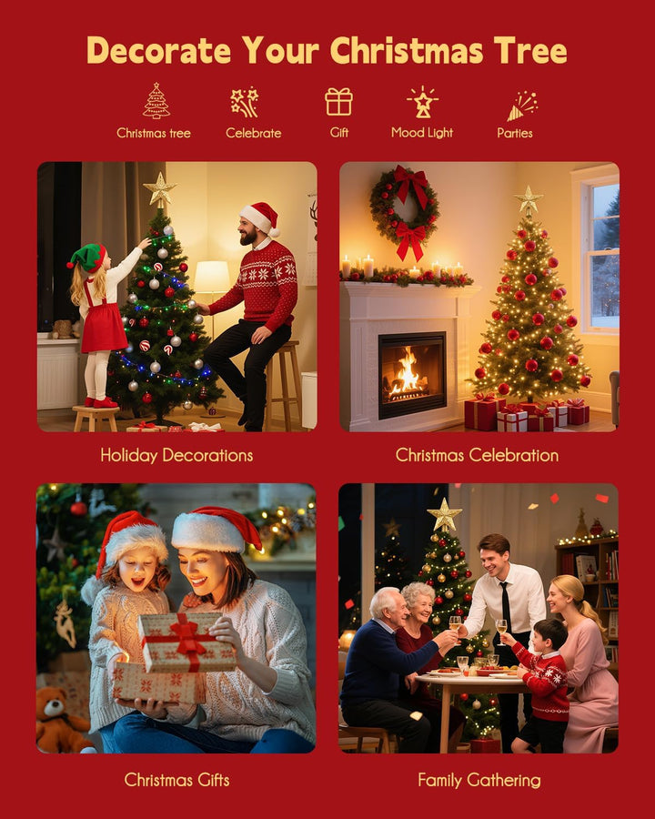 Christmas Star Tree Topper with Built-in Led