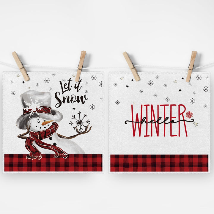 Artoid Mode Red Black Buffalo Plaid Snowman, Set of 4