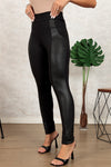 Black Leather Panel Splicing High Waist Leggings