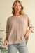 Light French Beige Contrast 3/4 Sleeve Crew Neck Sweater