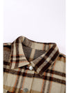 Brown Plaid Button Up Long Sleeve Flannel Shacket