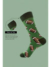 Blackish Green Rugby Football Print Mid-length Socks