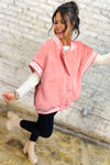 Gossamer Pink Contrast Trim Plush Sleeveless Coat