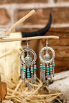 Silvery Bohemian Turquoise Dangle Pendent Earrings