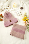 Peach Blossom Winter Beanie Hat and Cozy Sherpa Liner Scarf Set