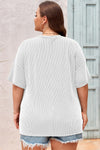 Black Twist Corded V-Neck Plain Plus T-Shirt