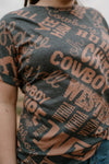 Dark Grey Vintage Letter Print Graphic Loose Tee