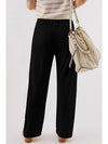 Black Solid Color Textured Loose Drawstring Pants