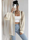 Beige Textured Lantern Sleeve Open Kimono