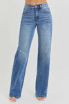 RISEN Full Size Tummy Control Elastic Band High Rise Wide Jeans Plus Size
