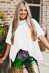 White Plain Side Slit Oversized Tee