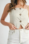 MABLE Linen Mix Button Down Tank Top