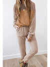 Brown Colorblock Corded Slouchy Top and Pants Set