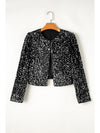 Golden Fleece Sequin Open Front Collarless Jacket