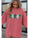 Racing Red Corded MERRY Christmas Letter Graphic Sweatshirt