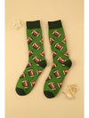 Blackish Green Rugby Football Print Mid-length Socks