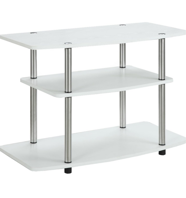 Open Box Convenience Concepts Designs2Go No Tools 3-Tier Stand Entertainment Center 37 Inches, Modern TV Console with Shelves for Living Room, 31.5", White