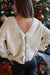 White Round Neck Lace Trim Bow Back Knit Sweater