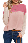 Black Ribbed Color Block Long Sleeve Top