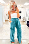 Lapis Mineral Wash Knot High Waist Raw Hem Pants