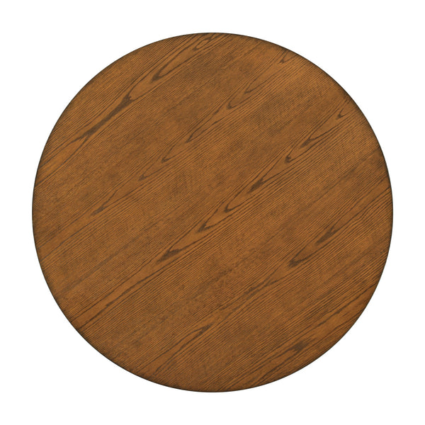 TOPMAX Mid-Century Solid Wood 5-Piece Round Dining Table Set, Kitchen Table Set with Upholstered Chairs for Small Places, Walnut Table+Beige Chair (old sku:SH000226AAD)