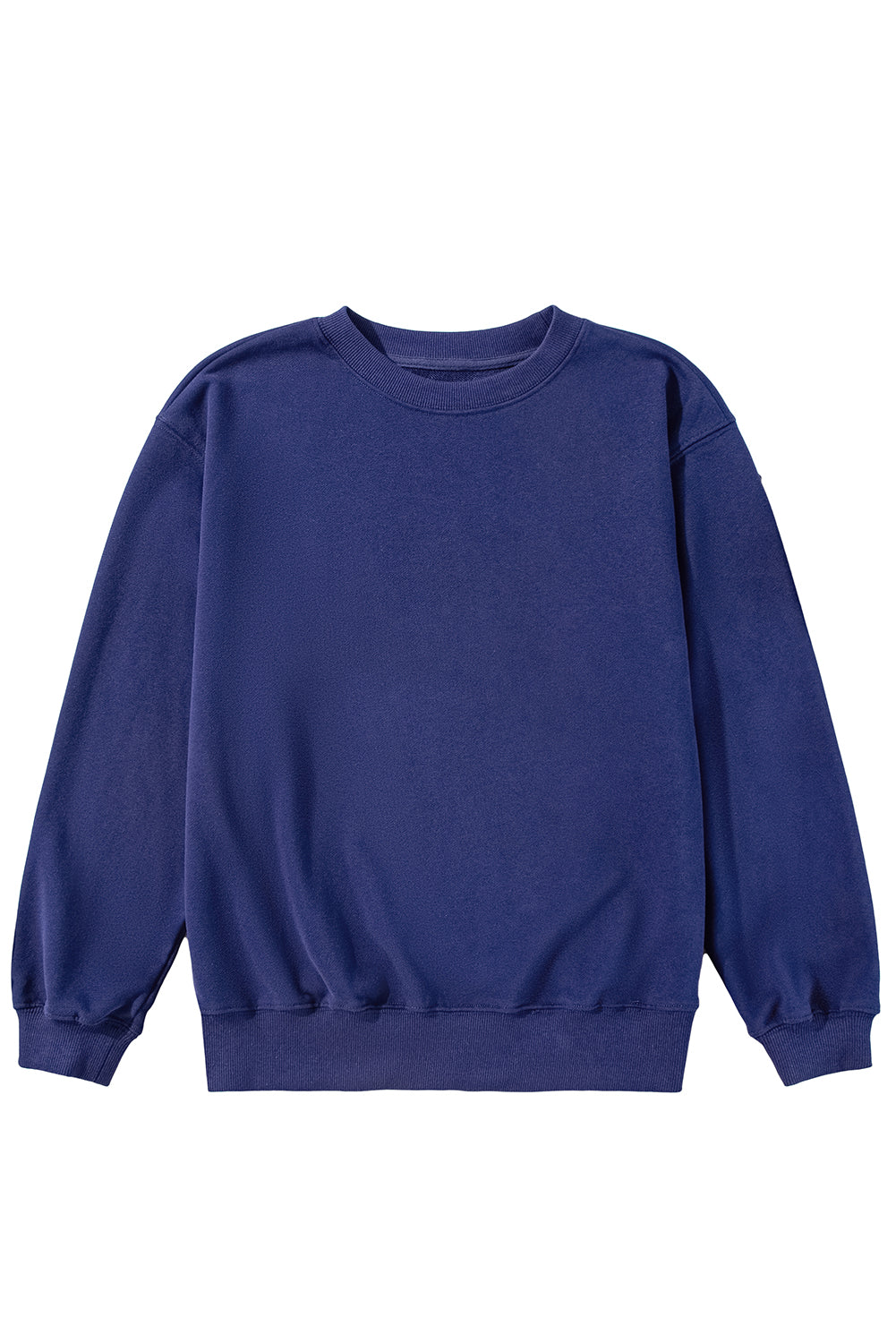 Orange Plain Drop Shoulder Crewneck Pullover Sweatshirt