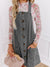 Wide Strap Button Down Denim Overall Dress