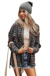 Brown Plaid Print Chest Pockets Buttoned Shacket