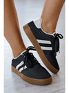 Beau Blue Striped Lace Up Flat Sneakers