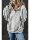 Black Zip-up Stand Neck Kangaroo Pocket Sweatshirt