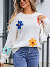 Angel Wings Crochet Flower Round Neck Sweater - Cocoa Yacht Club