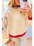 Beige Bowknot Print Patchwork Raglan Sleeve Top